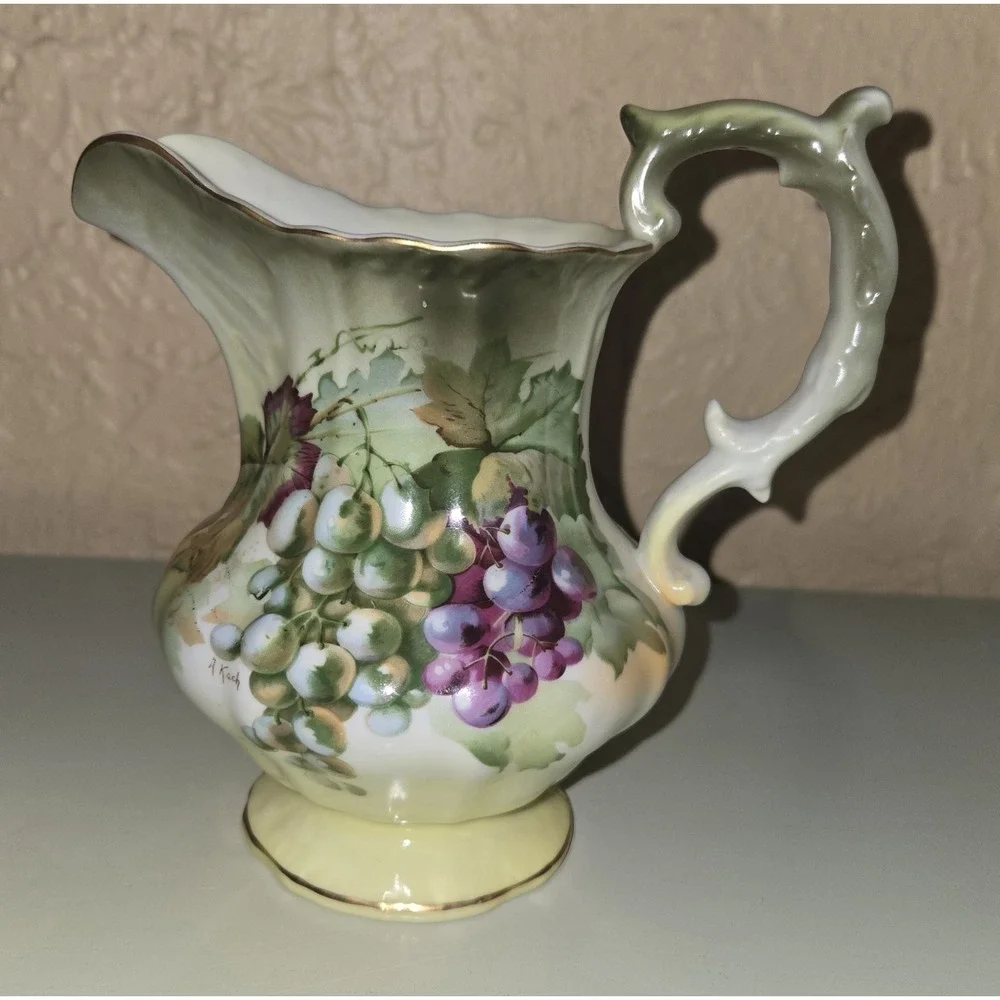 Zeh Scherzer & Co. Bavaria Pitcher Vintage Grape Motif Hand Painted